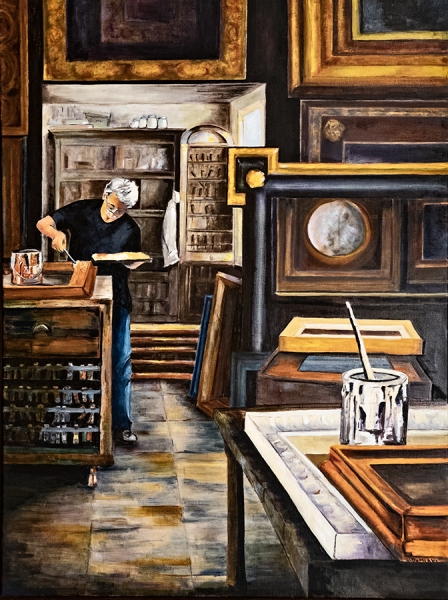 Framemaker of Todi IT. - oil on canvas - 30x40 in. - $3200.