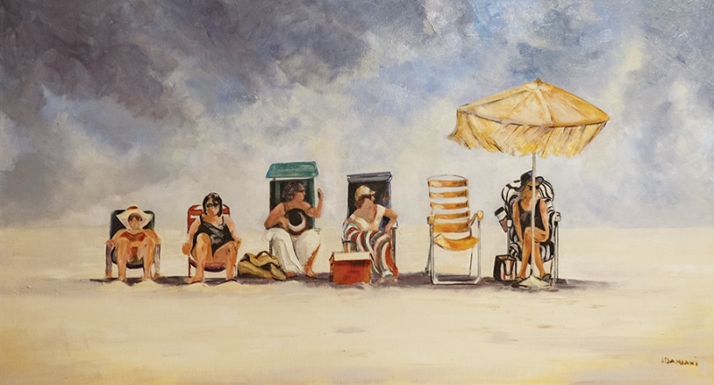 Beach Ladies - oil on canvas - 36x20 in. - $1800.