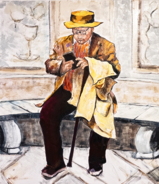 Afternoon at the Museum - oil on canvas - 20x24 - $900.