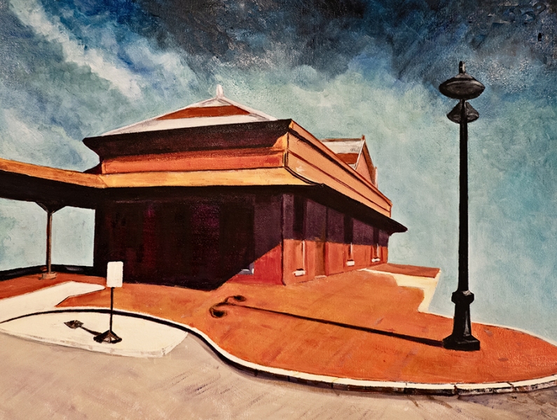 Hudson NY Trrain Station - oil on canvas - 32x24 - $1400.