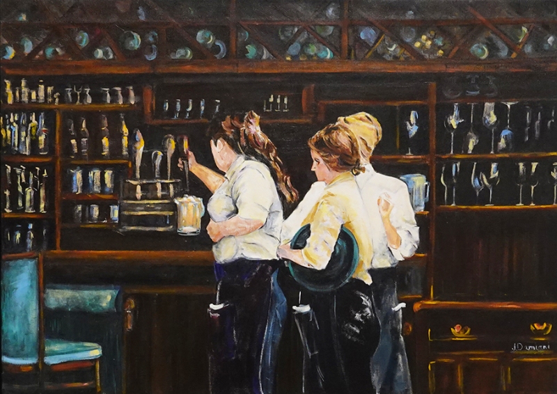 Servers 3 - oil on canvas - 28x20 - $1500.