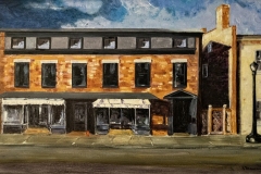 Shops on Warren - oil on canvas - 28x18 in. - $1,100.