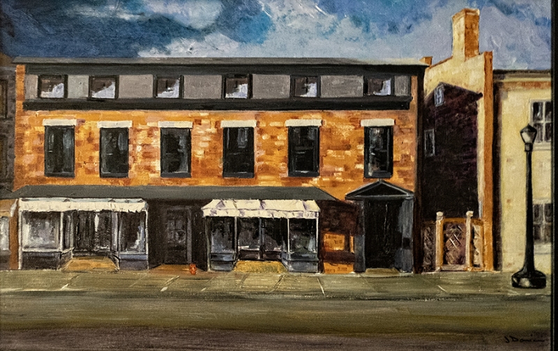 Shops on Warren - oil on canvas - 28x18 in. - $1,100.